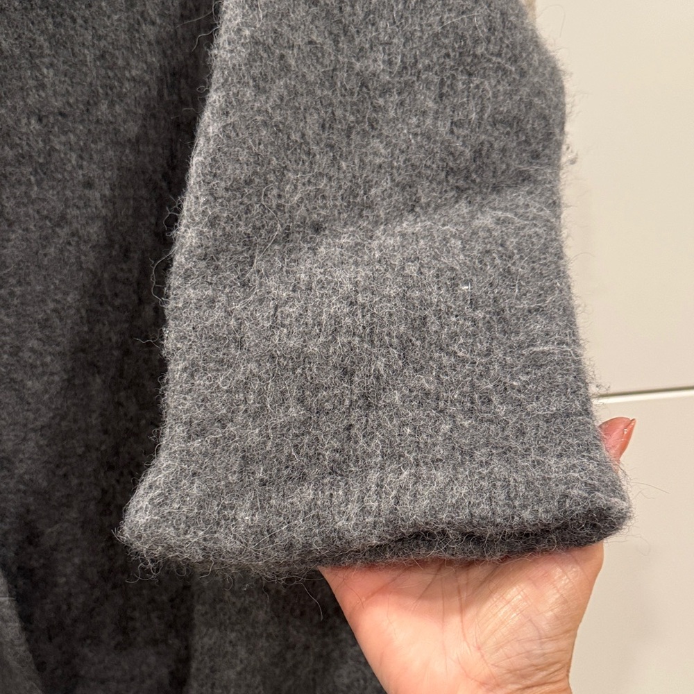 EUC Atelier Delphine Relaxed Open-Front Shawl Collar Cardigan in Dark Gray szML - Picture 4 of 5